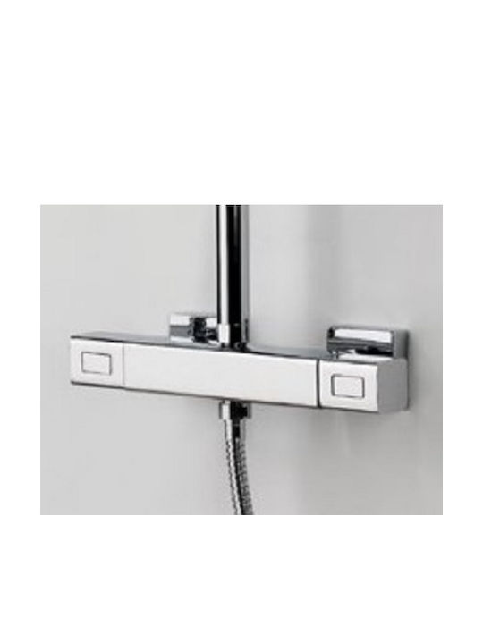 Eurorama Thermo Square Στήλη Ντουζ με Μπαταρία 110cm Ασημί