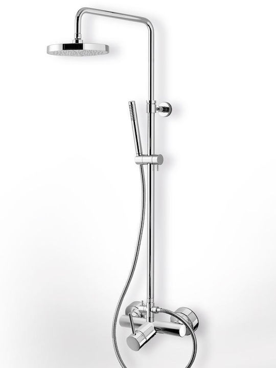 Eurorama Tonda Adjustable Shower Column with Bathtub Mixer 83-144cm Black