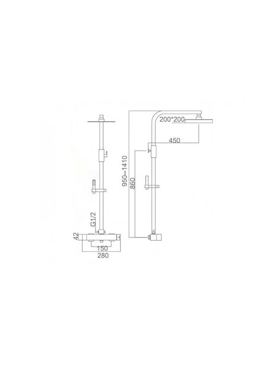 Imex Fiyi Ρυθμιζόμενη Στήλη Ντουζ με Μπαταρία 116-160cm Χρωμέ