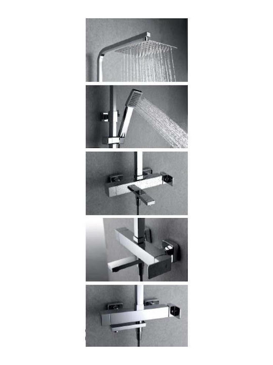 Imex Fiyi Ρυθμιζόμενη Στήλη Ντουζ με Μπαταρία 116-160cm Χρωμέ