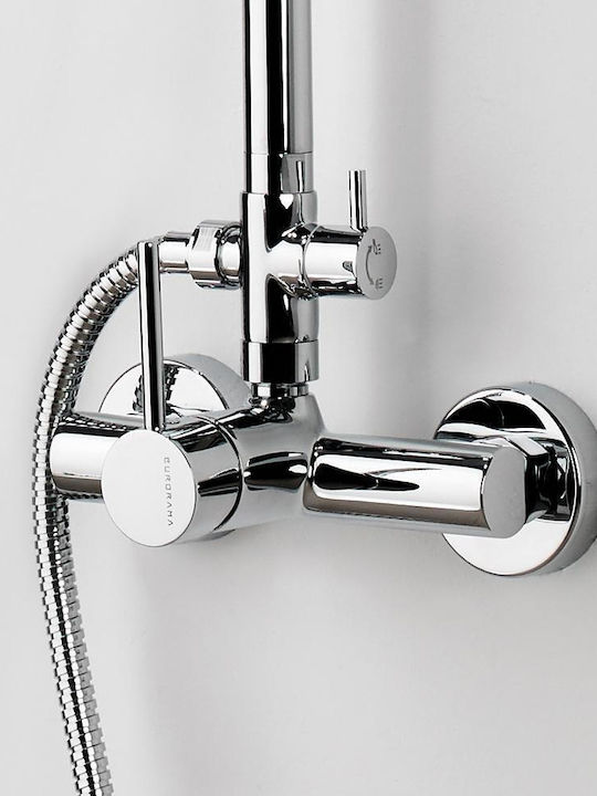 Eurorama Tonda Adjustable Shower Column with Bathtub Mixer 83-144cm Black