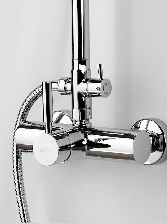 La Torre New Tech 12065 Adjustable Shower Column with Bathtub Mixer 83-144cm Silver