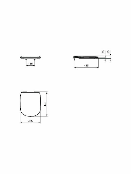 Ideal Standard Bakelite Soft Close Toilet Seat Black Tesi 44.5cm