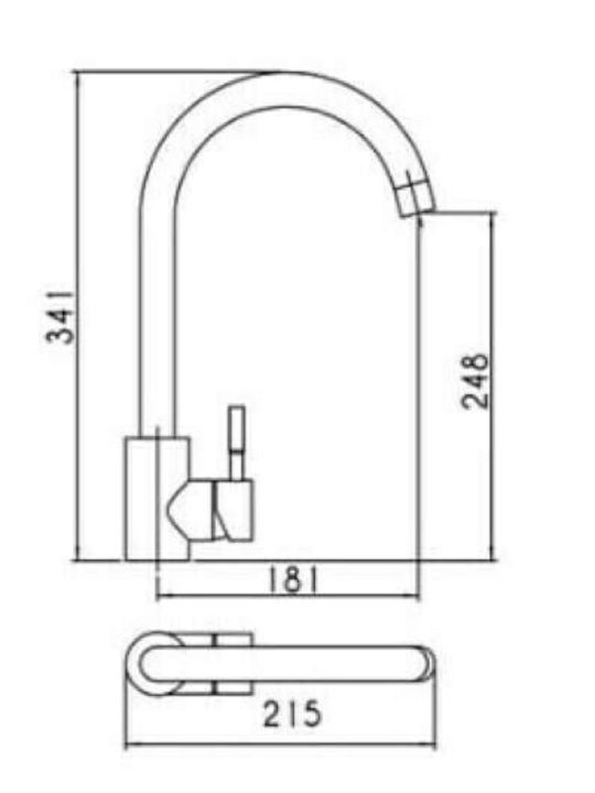 Tema Tall Kitchen Counter Faucet Inox Silver