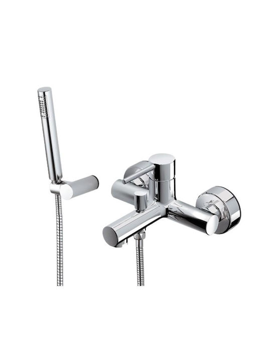Eurorama Tonda Mixing Bathtub Shower Faucet Complete Set Silver