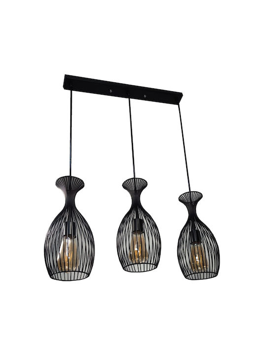 Epiplo-Fos Pendant Light Three-Light Rail for Socket E27 Black