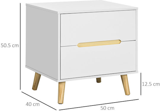 Комод Дървен Бял 50x40x50.5см