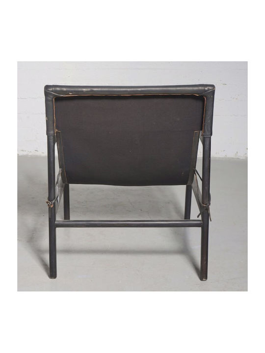 Sessel aus echtem Leder Schwarz 63x70x88cm