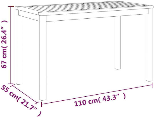 Masă Exterior Din Salcâm Maro 110x55x67cm