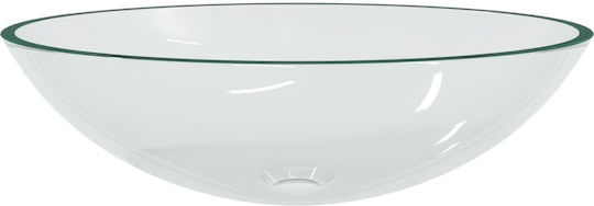 vidaXL Countertop Sink Glass 50x37x14cm Transparent