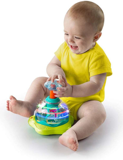 Bright Starts Spinning Top Press & Glow Spinner cu Muzică, Lumină și Sunete pentru 6++ Luni