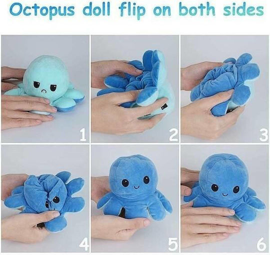 Plush Reversible Octopus Pink/Coral 12 cm