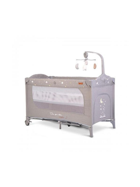 Cangaroo Once Upon A Time Playpen 2 Levels with Mattress Gray 125x62cm