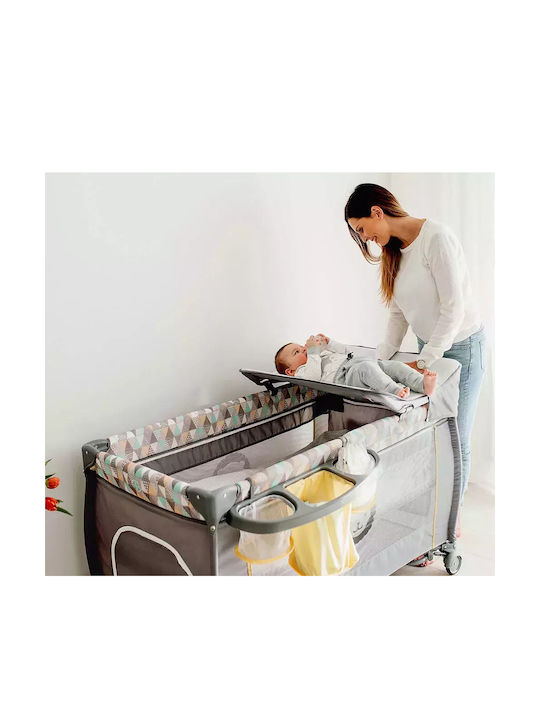 Lionelo Sven Plus Playpen 2 Levels with Changing Table & Mattress Yellow Scandi 127x65cm