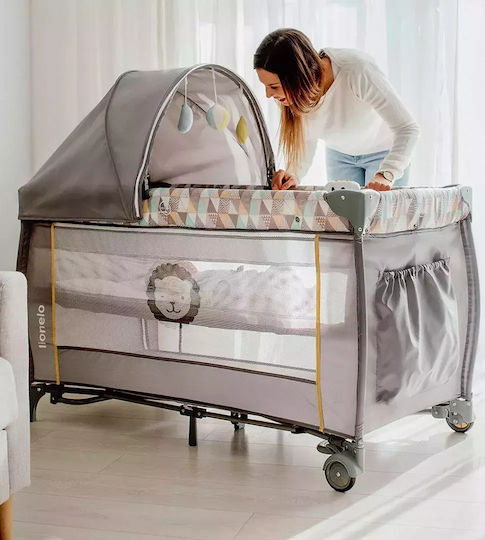 Lionelo Sven Plus Playpen 2 Levels with Changing Table & Mattress Yellow Scandi 127x65cm