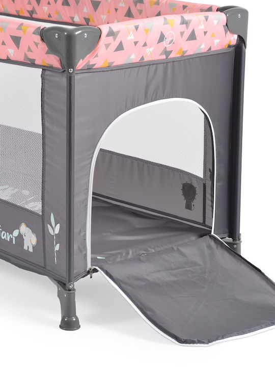Moni Safari Παρκοκρέβατο με Στρώμα Grey-Pink 125x65cm