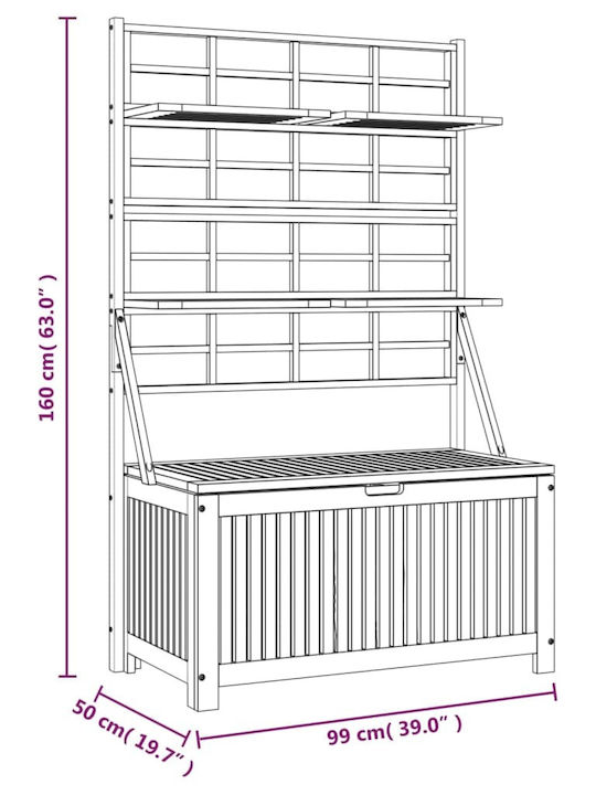 vidaXL Außenlagerbox Hölzernes L99xB50xH160cm