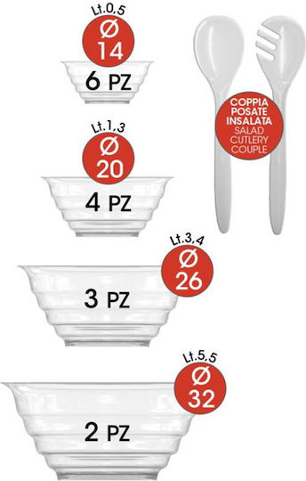 Bama Plastic Serving Utensil Set Transparent Krystal Family 16pcs