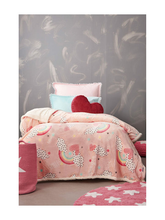 Palamaiki Κουβέρτα Κούνιας Smile Fleece Ροζ 110x140εκ.