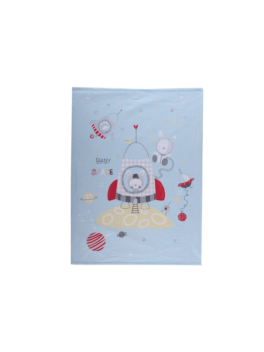 Nef-Nef Homeware Blanket Nursery Swaddling Blankets Space Waffle Light Blue 80x110cm