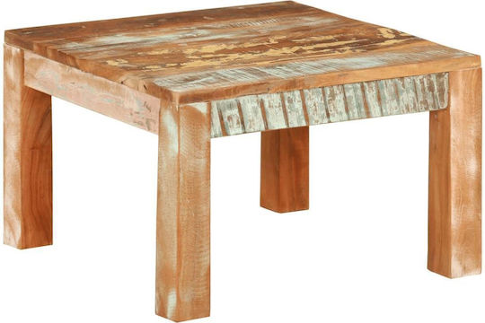 Square Central Coffee Table Made of Solid Wood Multicolour W55xL55xH35cm