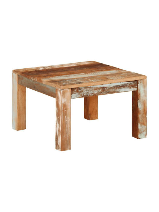 Square Central Coffee Table Made of Solid Wood Multicolour W55xL55xH35cm