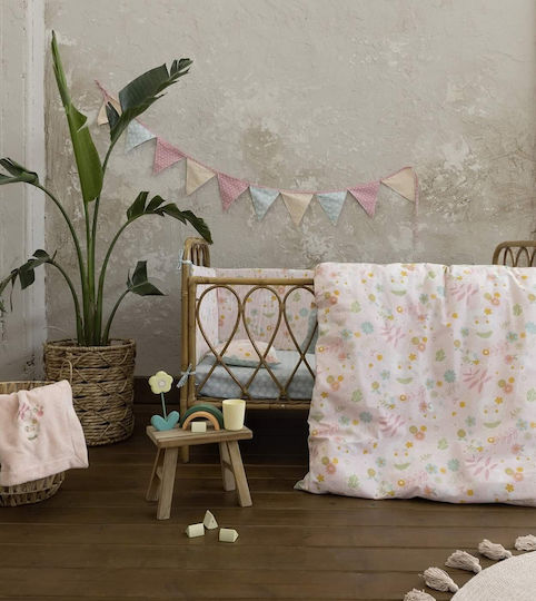 Nima Happy Monkey Set Baby Bettlaken Für Krippe Baumwolle Rosa 120x170cm 3Stück