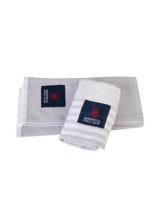 Greenwich Polo Club 2710 Towel made of 100% Cotton in Gray Color 60x40cm 2pcs