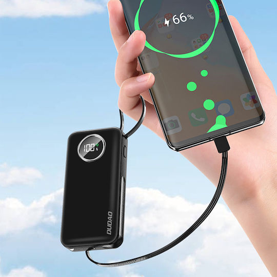 Dudao K15 sB Външна Батерия 10000mAh 22.5W с USB-A Изходен Порт и USB-C Изходен Порт Power Delivery Черна
