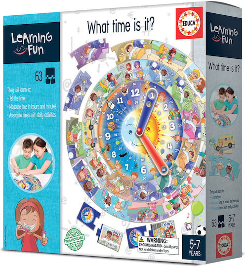 Educa What Time Is It Lernspiel zur Zeiterkennung aus Holz für 5-7 Jahre