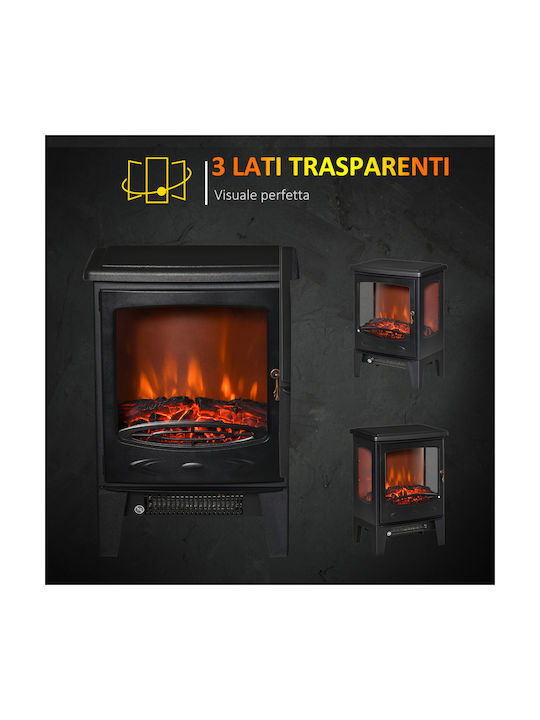 HomCom Επιδαπέδιο Ηλεκτρικό Τζάκι 2000W 39x54cm Μαύρο