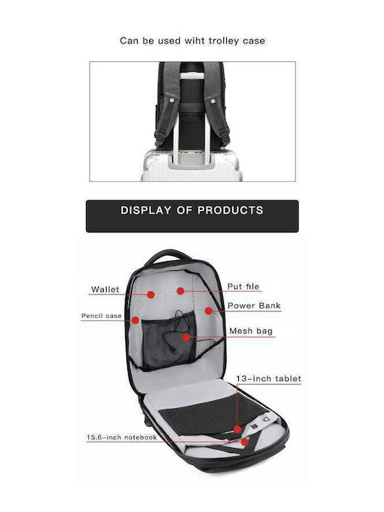 Arctic Hunter Waterproof Laptop Backpack for 15.6" Laptop with USB Port in Gray Color B00193-GY