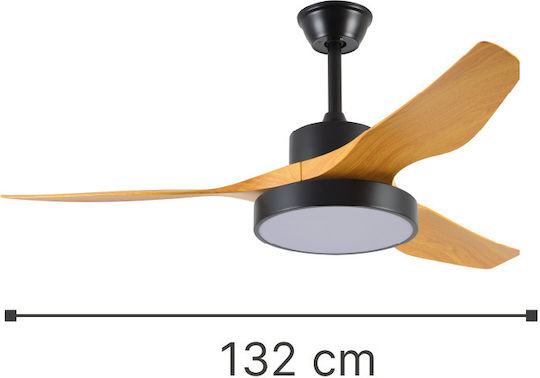 Inlight Nitinat Deckenventilator 132cm mit Leuchte Braun / Schwarz