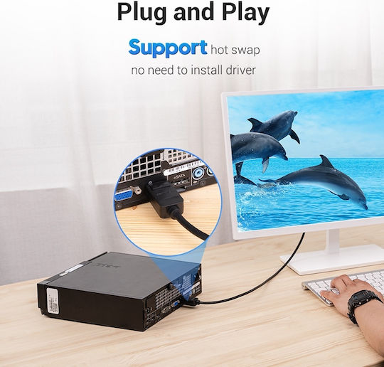 Vention Кабел DVI-D мъжки - DisplayPort мъжки 1м Черен (HAFBF)