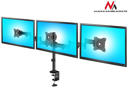 Maclean Energy Stand Desk Mounted for 3 Monitors up to 27" with Arm (MC-691)