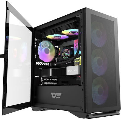 Darkflash DLM200 Gaming Midi Tower Κουτί Υπολογιστή με Πλαϊνό Παράθυρο Μαύρο