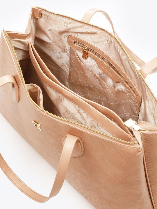 Keyla Γυναικεία Τσάντα Shopper Ώμου Nude