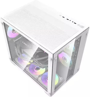 Darkflash Gaming Midi Tower Computer Case with Window Panel White