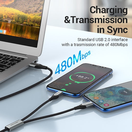 Vention Καλώδιο USB 2.0 to Dual Type-C Male Y-Splitter 1m (CQOHF)