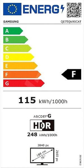 Samsung Smart Τηλεόραση 75" 4K UHD Neo QLED QN90C HDR (2023) QE75QN90CATXXH