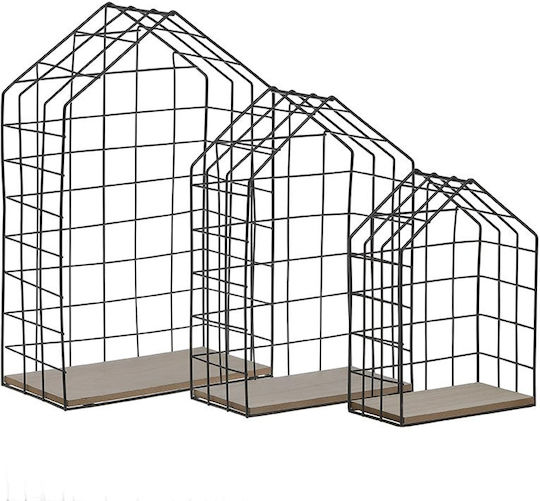 Rafturi House Negre (3 Bucăți) 22.5x11x33.7 cm