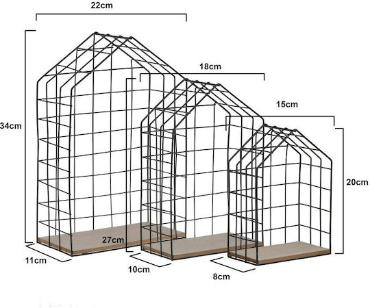 Rafturi House Negre (3 Bucăți) 22.5x11x33.7 cm