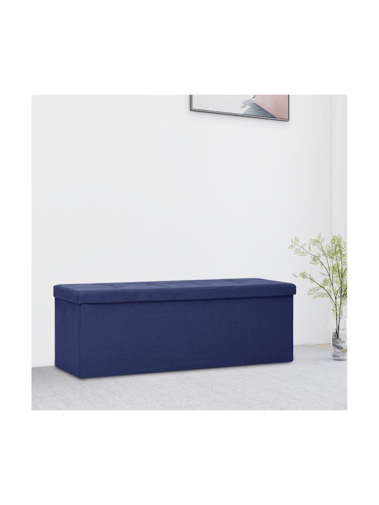 Stool Bench Stool With Storage Space Upholstered with Fabric Blue 110x38x38cm