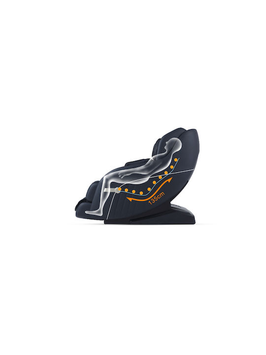 SL-A196-2 Fotoliu Relax Masaj cu Puf din Piele Ecologică Black / Beige 77x148x88cm