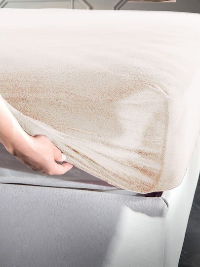 La Luna Bettlaken Super-Doppel mit Gummiband 160x200+30cm. Jersey Beige