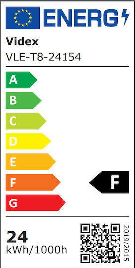Videx VLE-T8-24154 Λάμπα LED 24W Τύπου Φθορίου για Ντουί G13 και Σχήμα T8 Φυσικό Λευκό 2700lm
