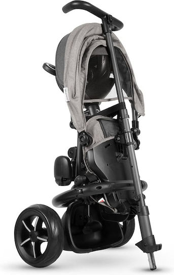 Q Play Kids Tricycle Bicycle Rito Eva Star Foldable, Convertible with Parental Handle & Tent for 10+ Months Black