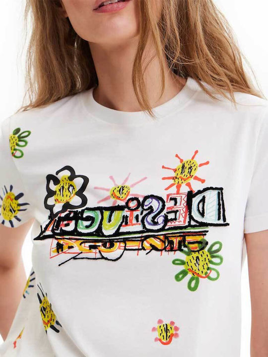 Margapepo Γυναικείο T-shirt Floral Λευκό