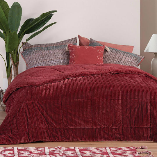 Nef-Nef Homeware Κουβερτοπάπλωμα με Γέμιση Hollowfiber Υπέρδιπλο 240x220εκ. Redick Bordo 705 GSM