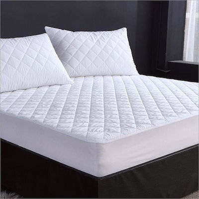 24home.gr Single Quilted Mattress Cover Fitted Καπιτονέ White 100x200cm